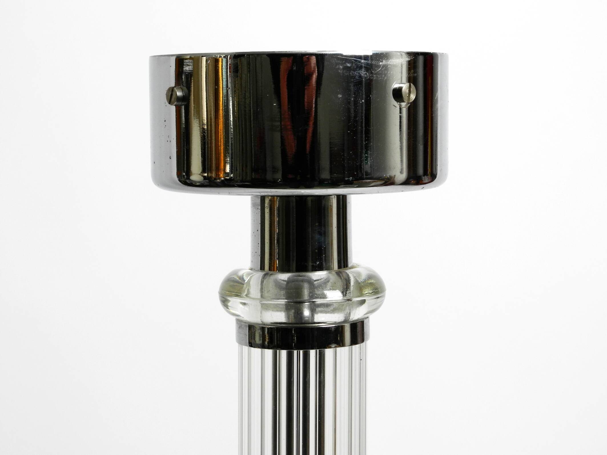 Large Czech Mid Century glass ceiling lamp with glass shade and glass rod