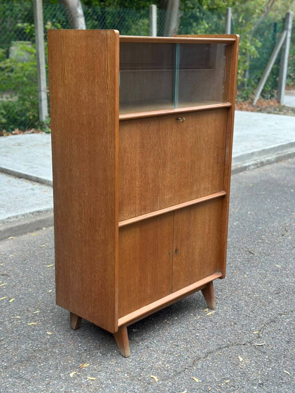 Secrétaire scandinave Mid Century Modern en chêne 1960