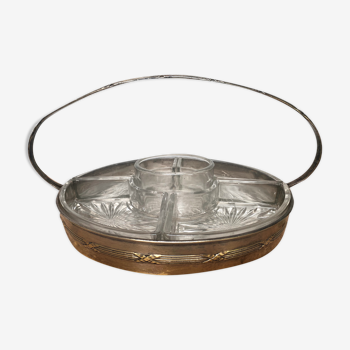 Aperitif tray, silver metal servant