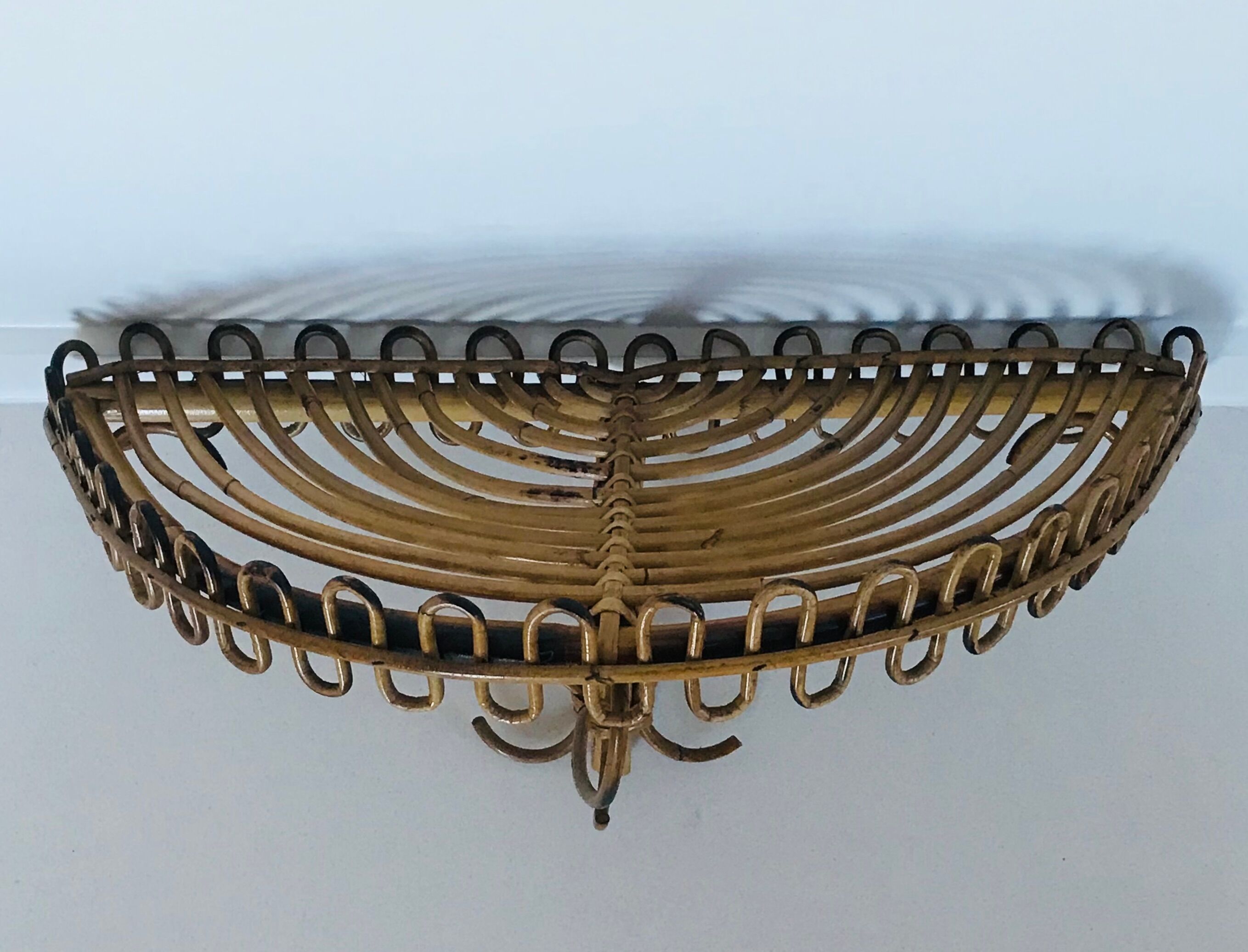 Rattan shelf, Italy 60s