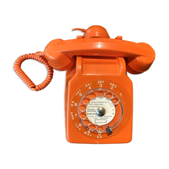 Vintage original 70 telephone orange dial space age french design phone