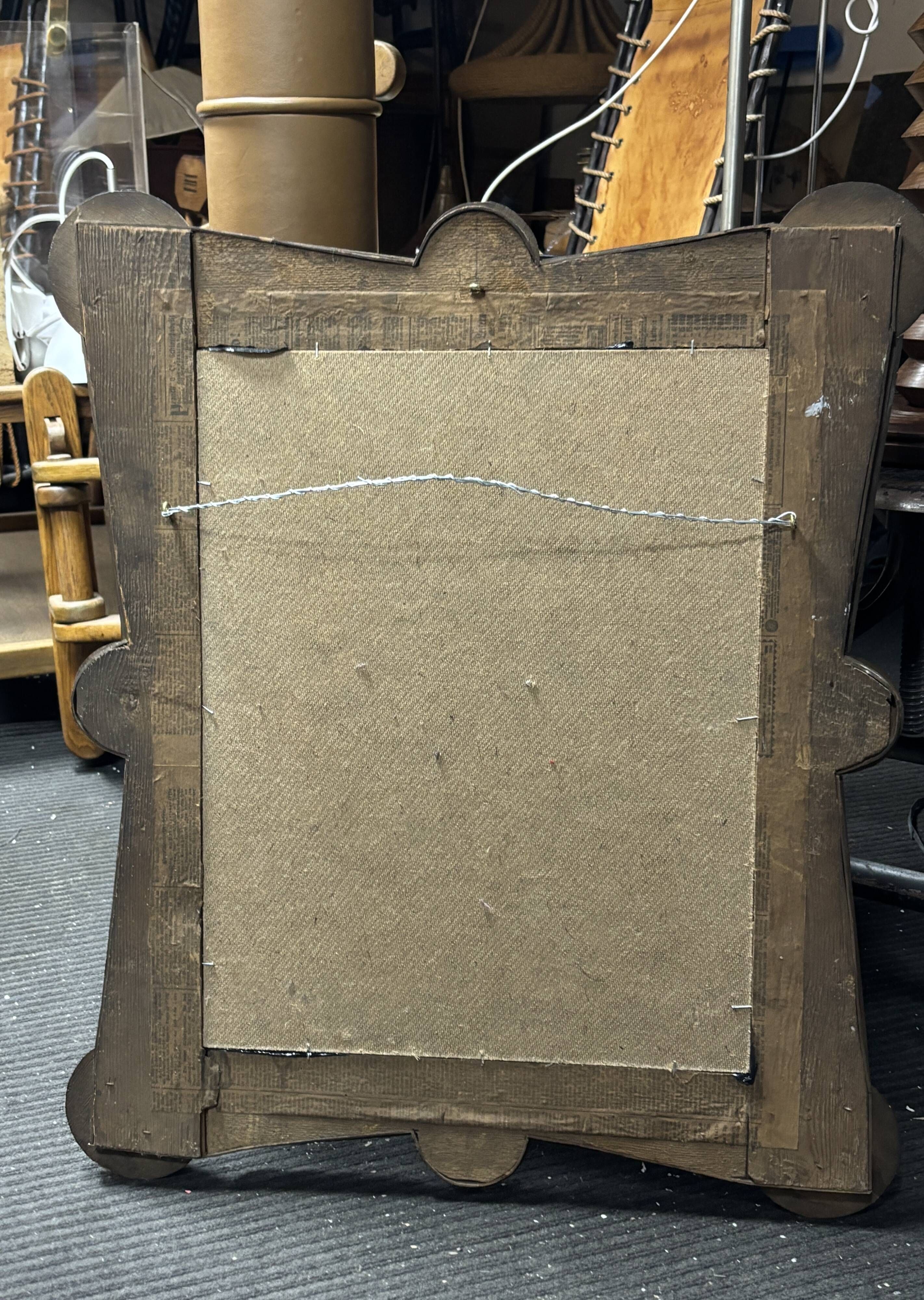 Antique tramp art folk art distressed mirror, Austria ca 1900s