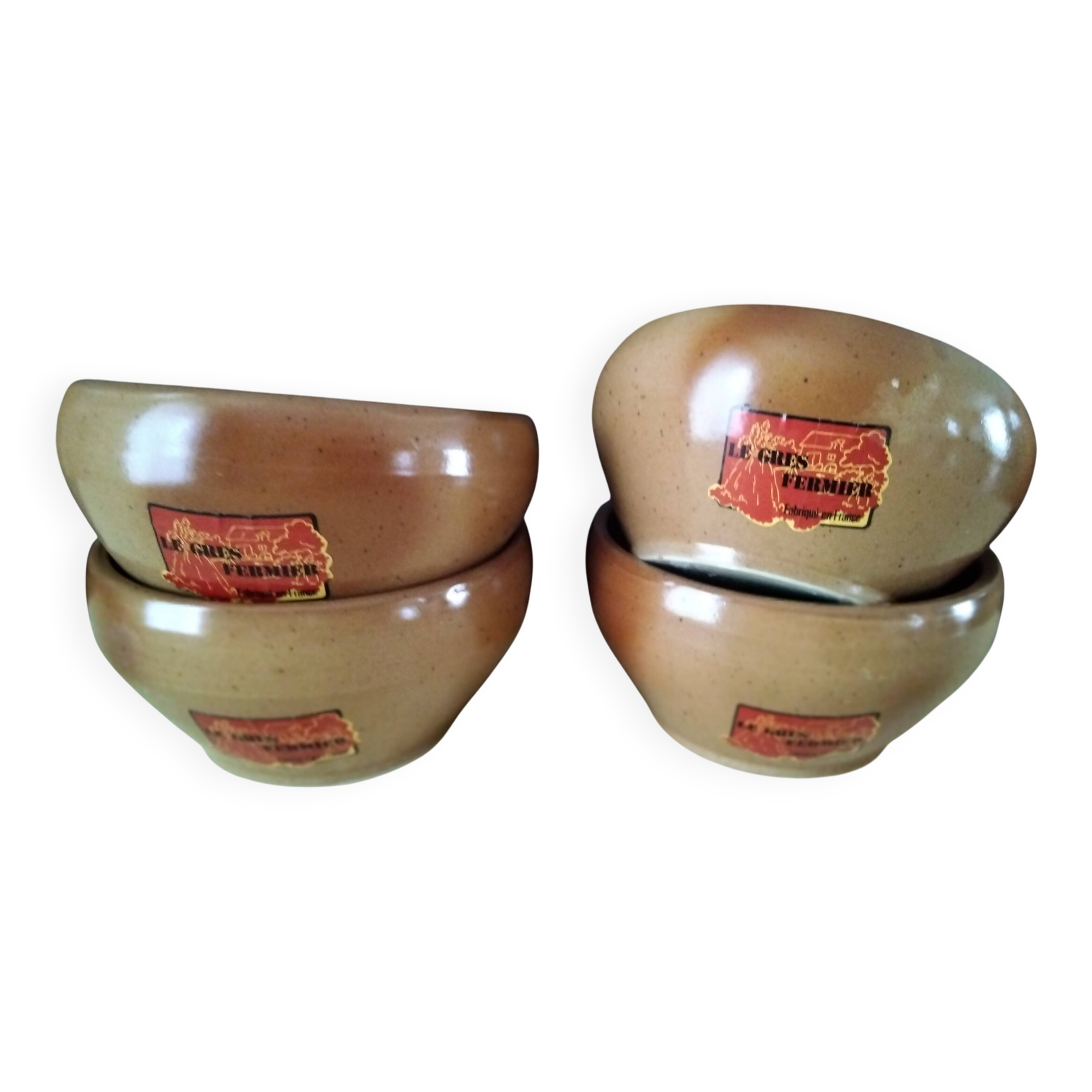 4 large glazed stoneware bowls Digoin