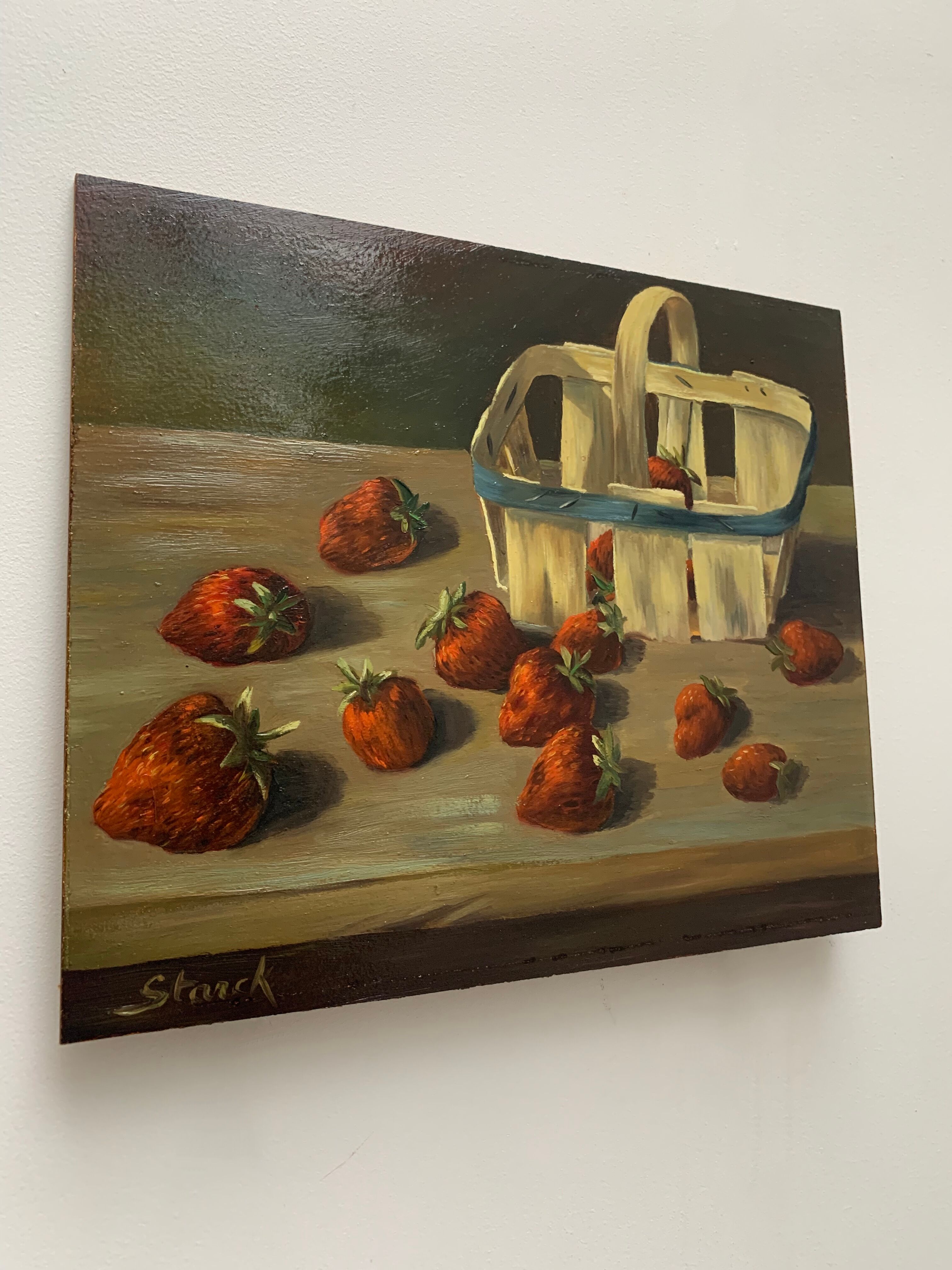 Still life painting strawberries