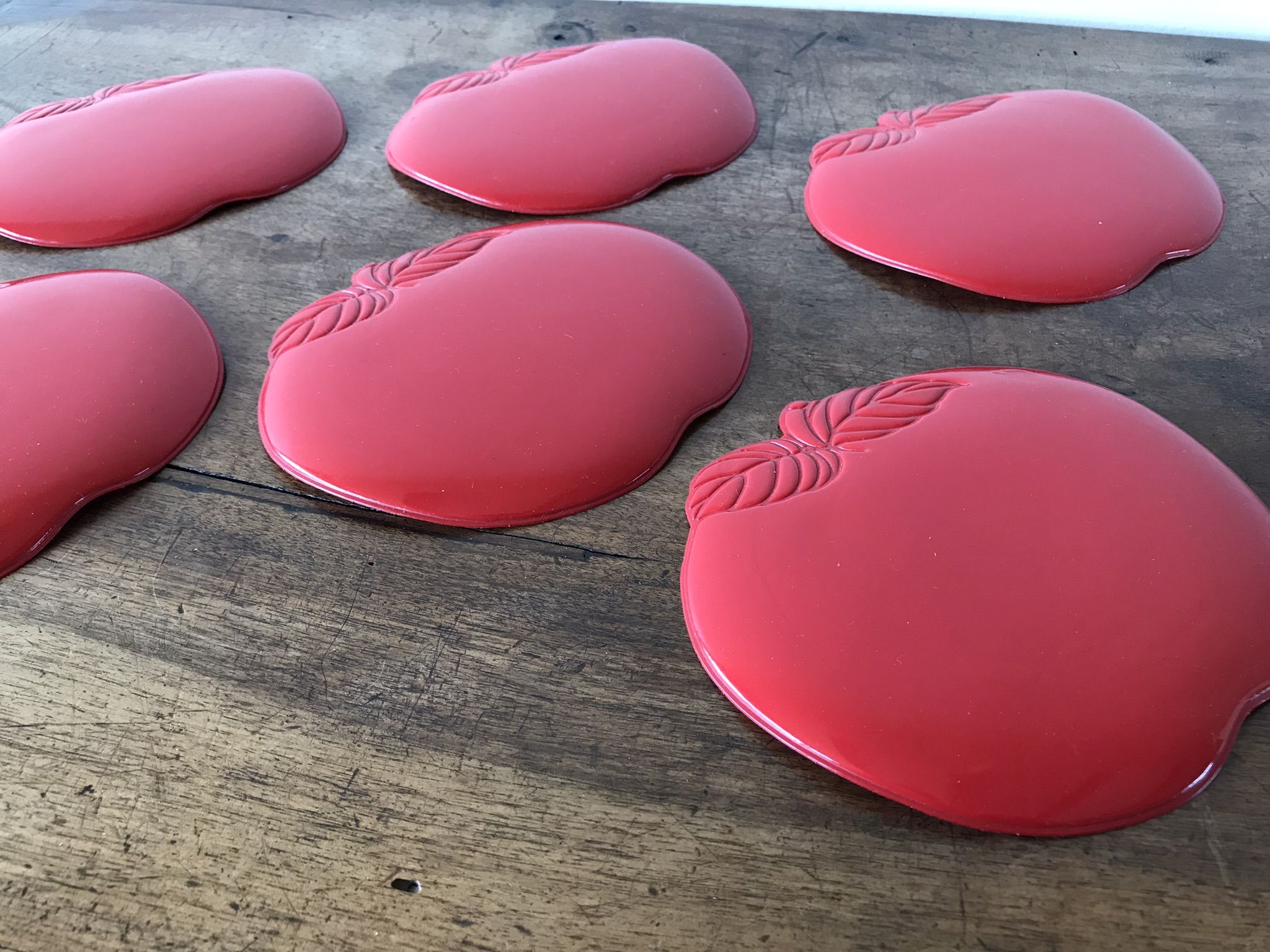 6 dessous de verre rouge vintage