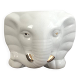 Cache pot éléphant vintage blanc et doré