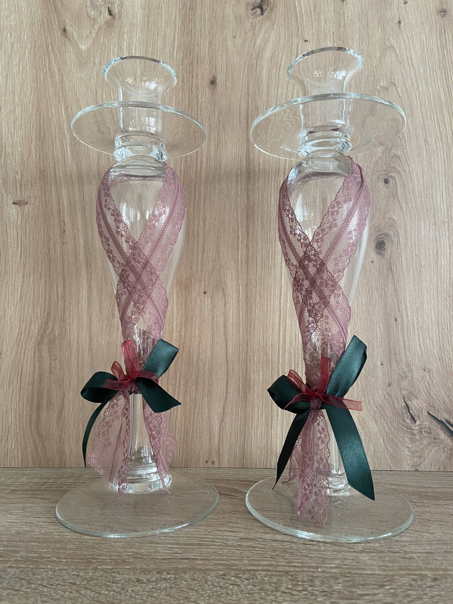 Pair of Candlesticks Candle Holders Design Blown Glass Decorative