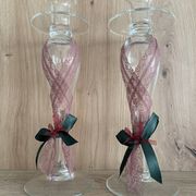 Pair of Candlesticks Candle Holders Design Blown Glass Decorative