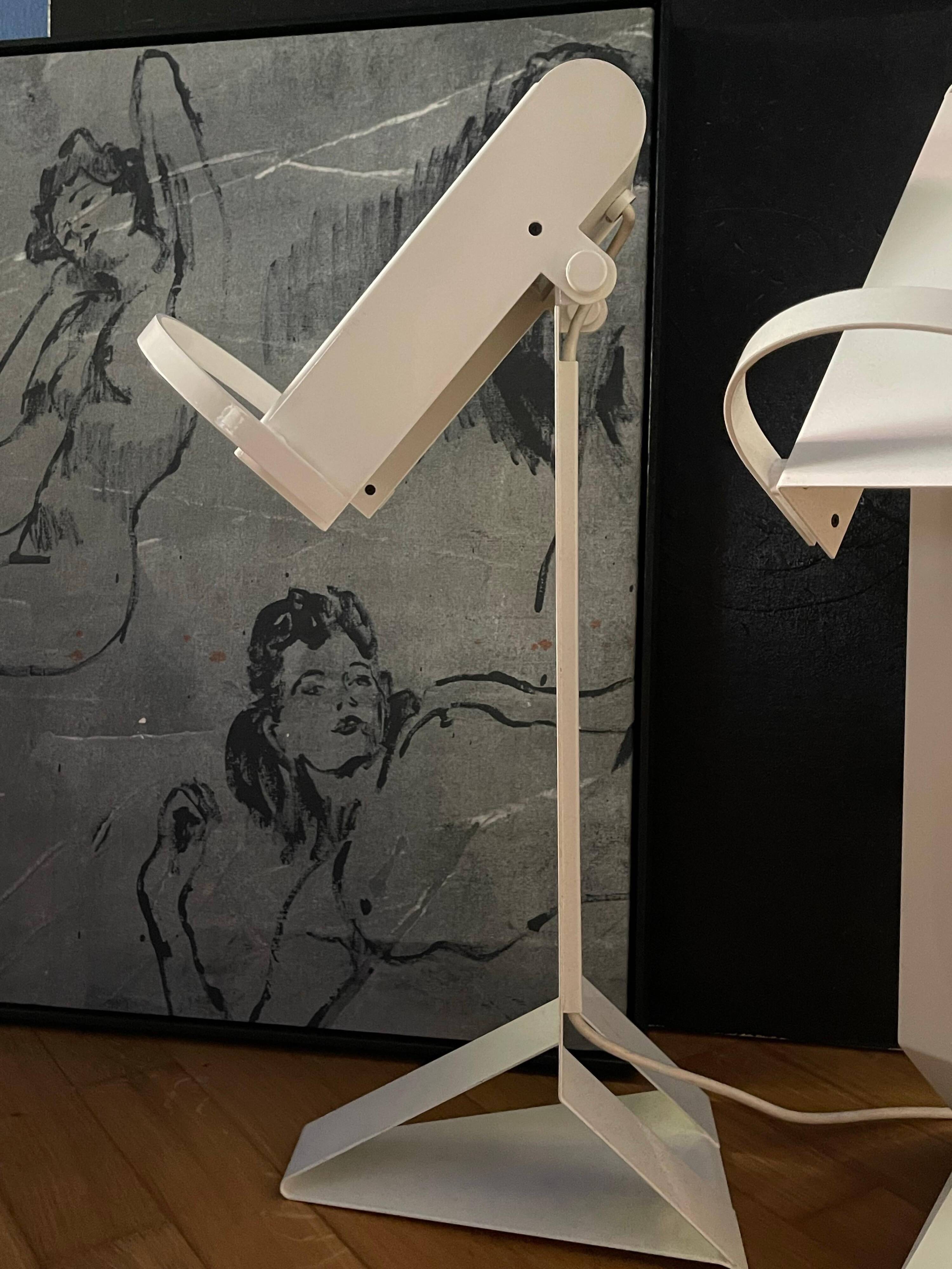 Pair of Vintage Italian Postmodern Loft  Table Lamps in Metal