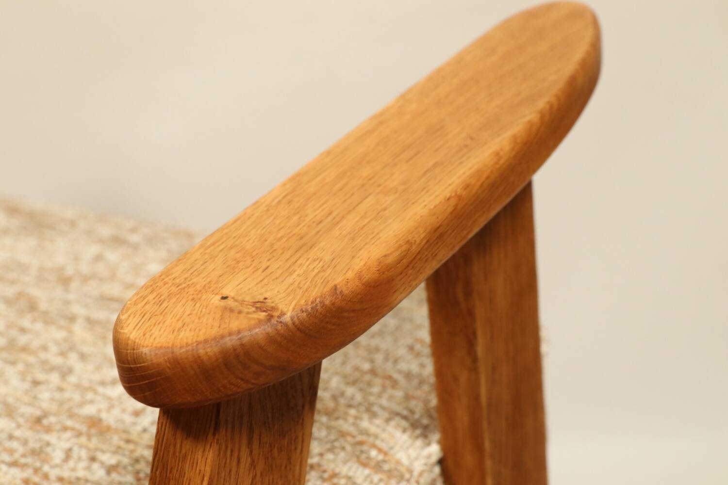 Vintage armchair brown granola oak wood design by Chierowski 366