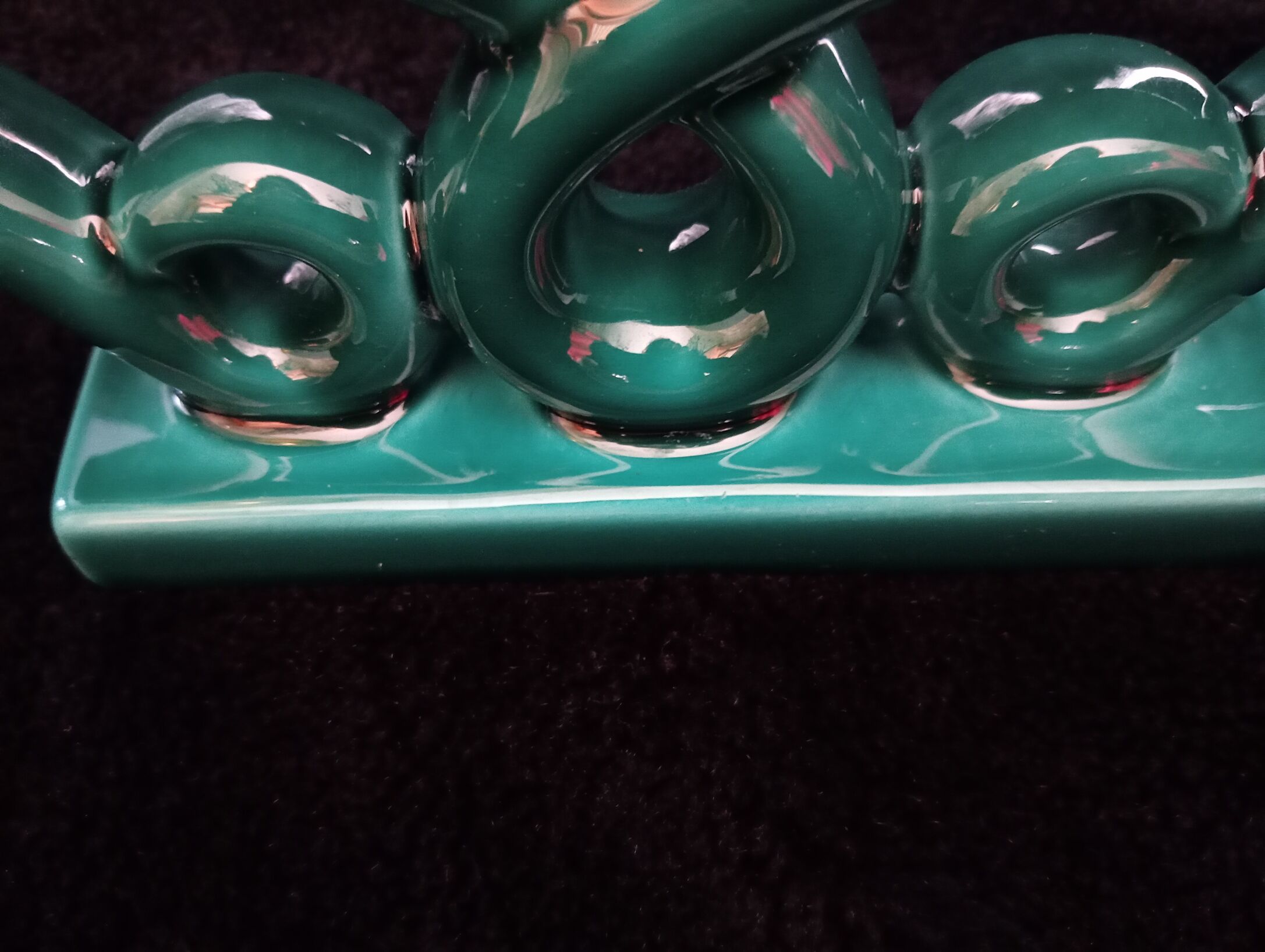 Green ceramic art deco candlestick