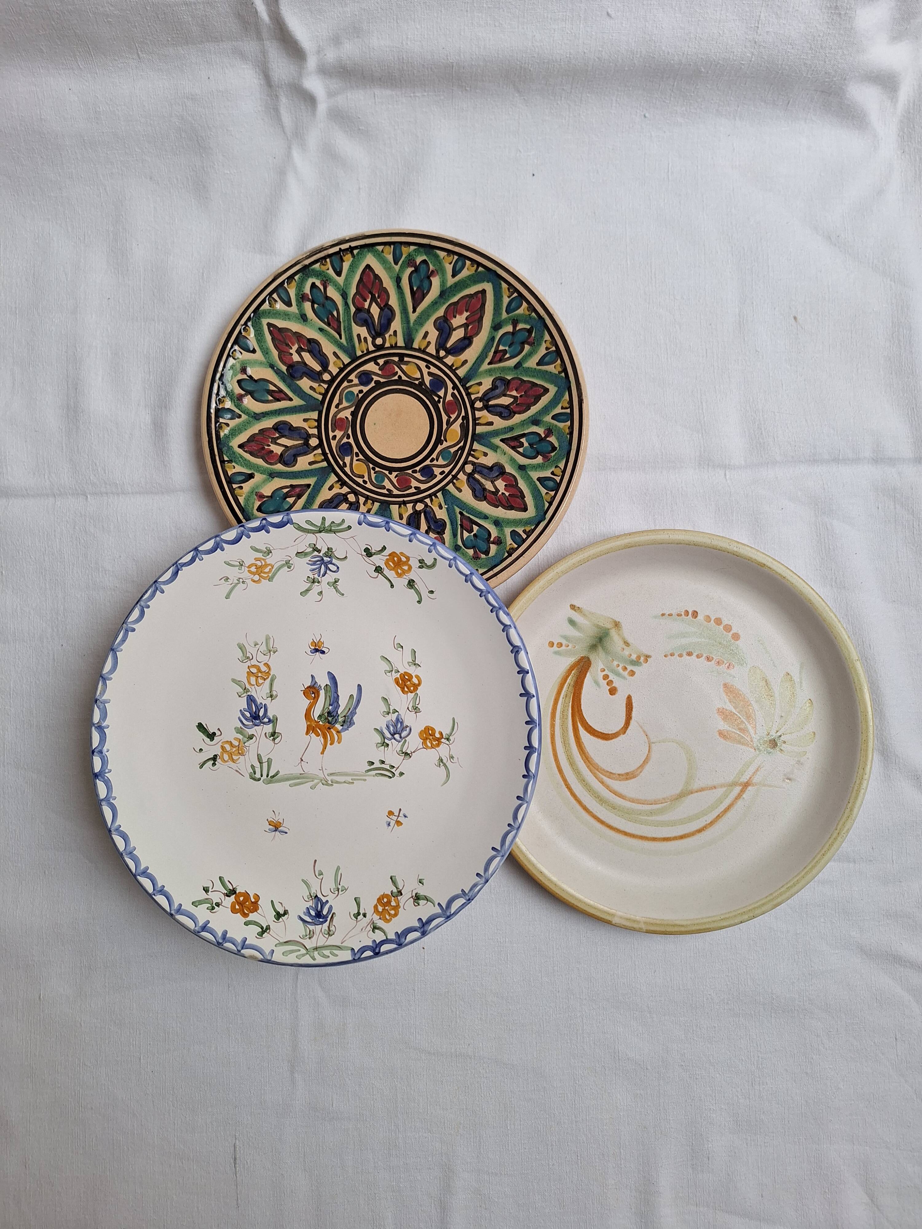 Henriot flat plates, hand-painted