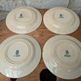 Set of 4 old opaque porcelain plates from Gien, Venice Terre de fer model