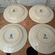 Set of 4 old opaque porcelain plates from Gien, Venice Terre de fer model