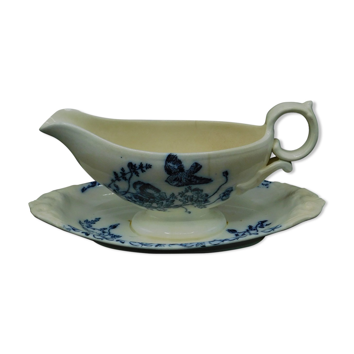 Saucière Art Nouveau, Terre de Fer, poppies