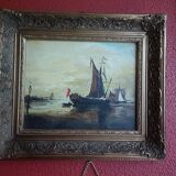Old painting, signed seascape, late 19th century