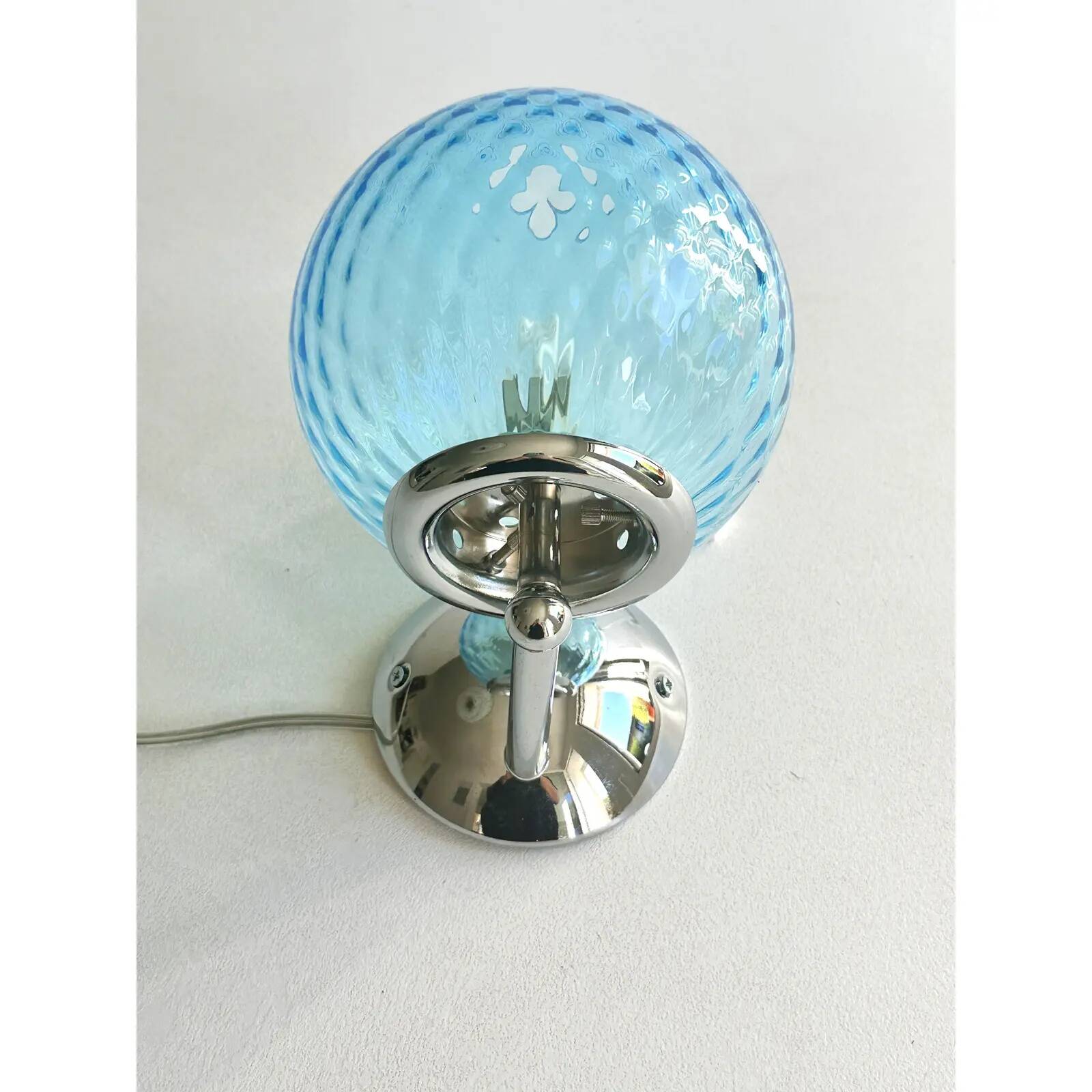 Sculptural Light-Blue “Ballotton” Murano Glass Wall Sconces — Pair