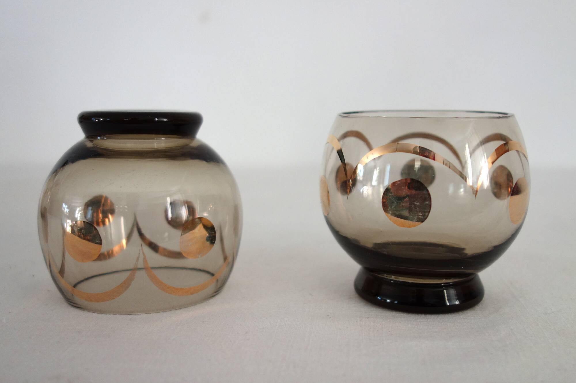 Liqueur service for two gilded crystal art deco Czechoslovakia