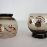 Liqueur service for two gilded crystal art deco Czechoslovakia