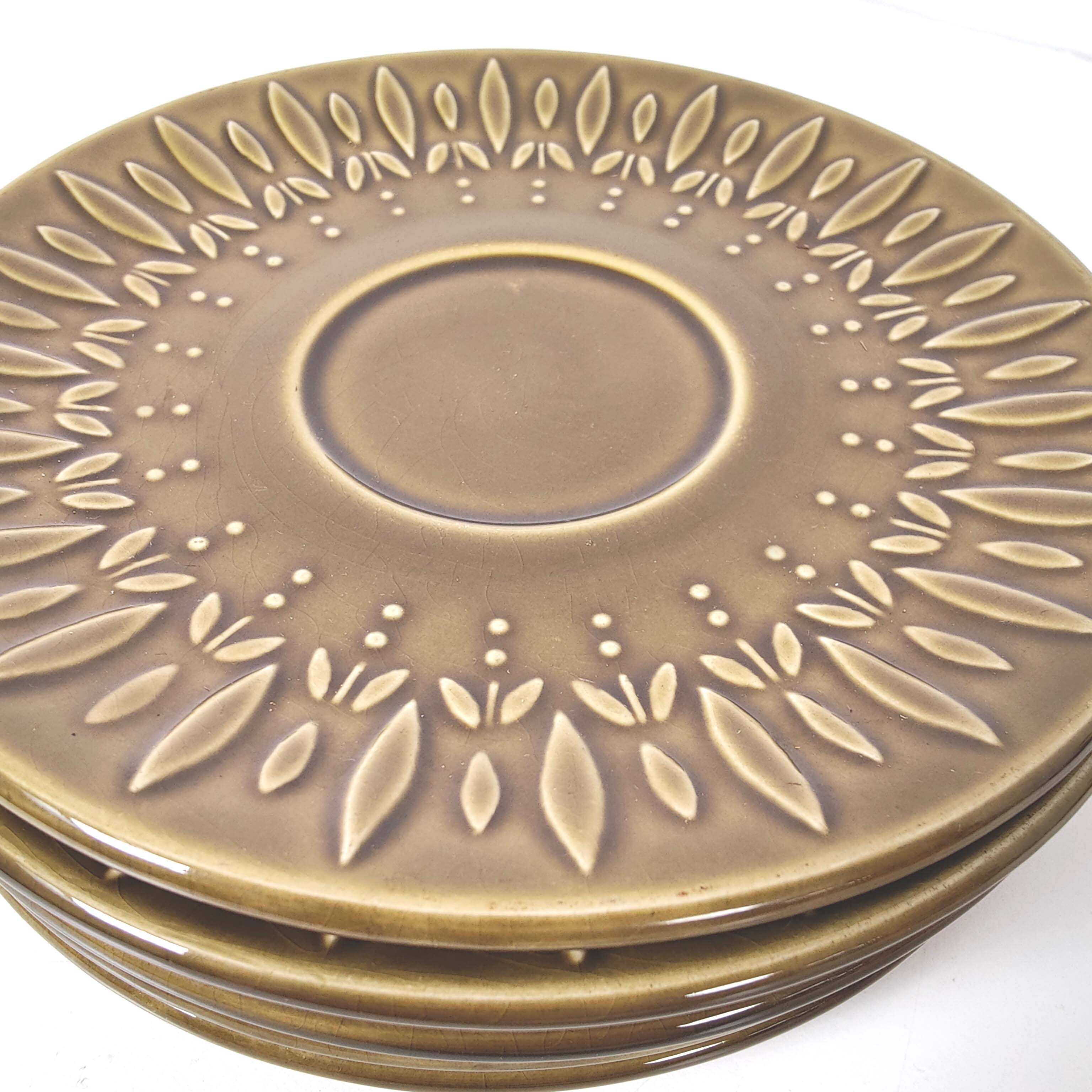 Lot 5 plates sarreguemines ceramic seventies