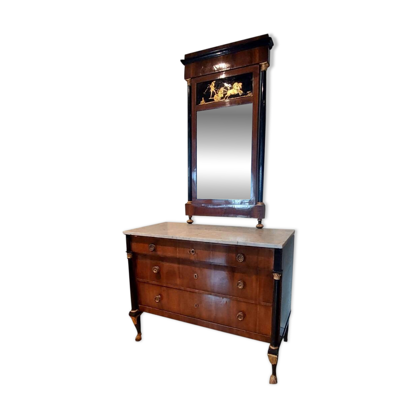 Commode Empire avec miroir - Italie du début du XIXe siècle (Lucca)