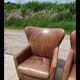 Pair leather wingback armchairs Machalke