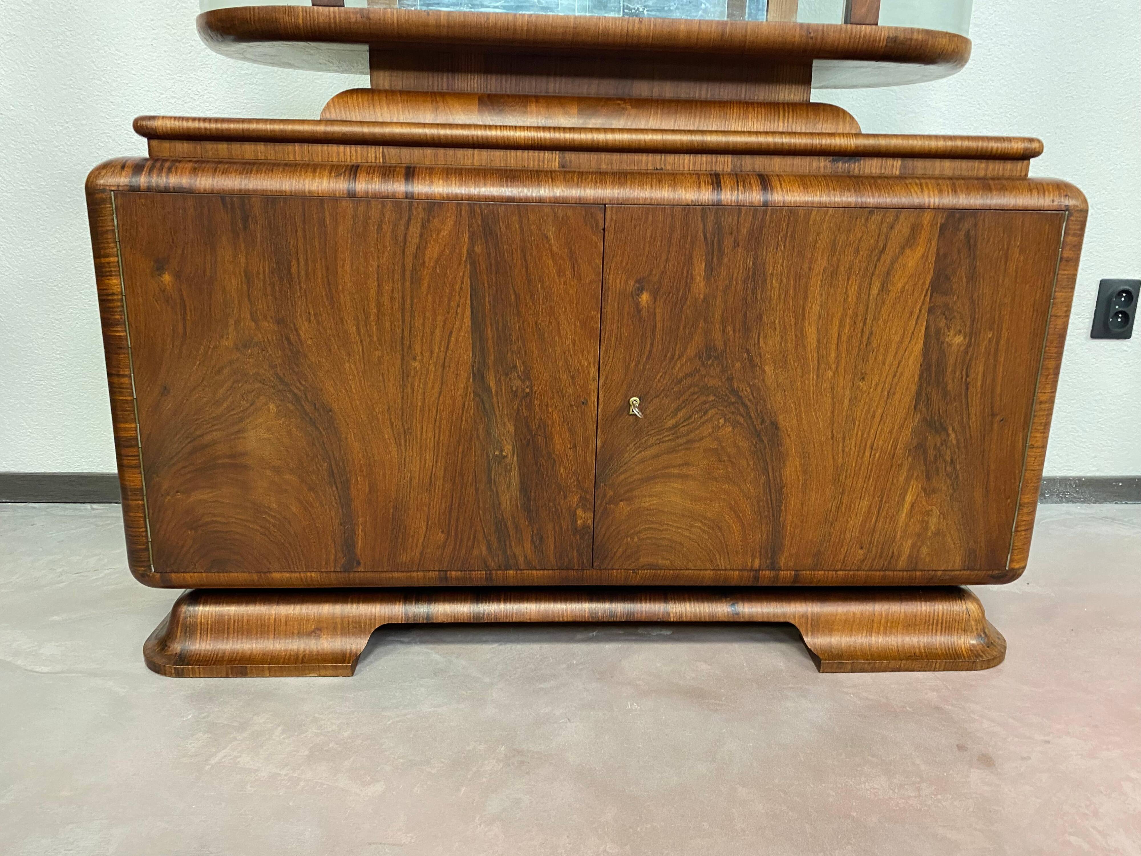 Art Deco display cabinet in walnut