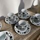 6 Vintage 90s Black and White Coffee Cups Geometric Patterns
