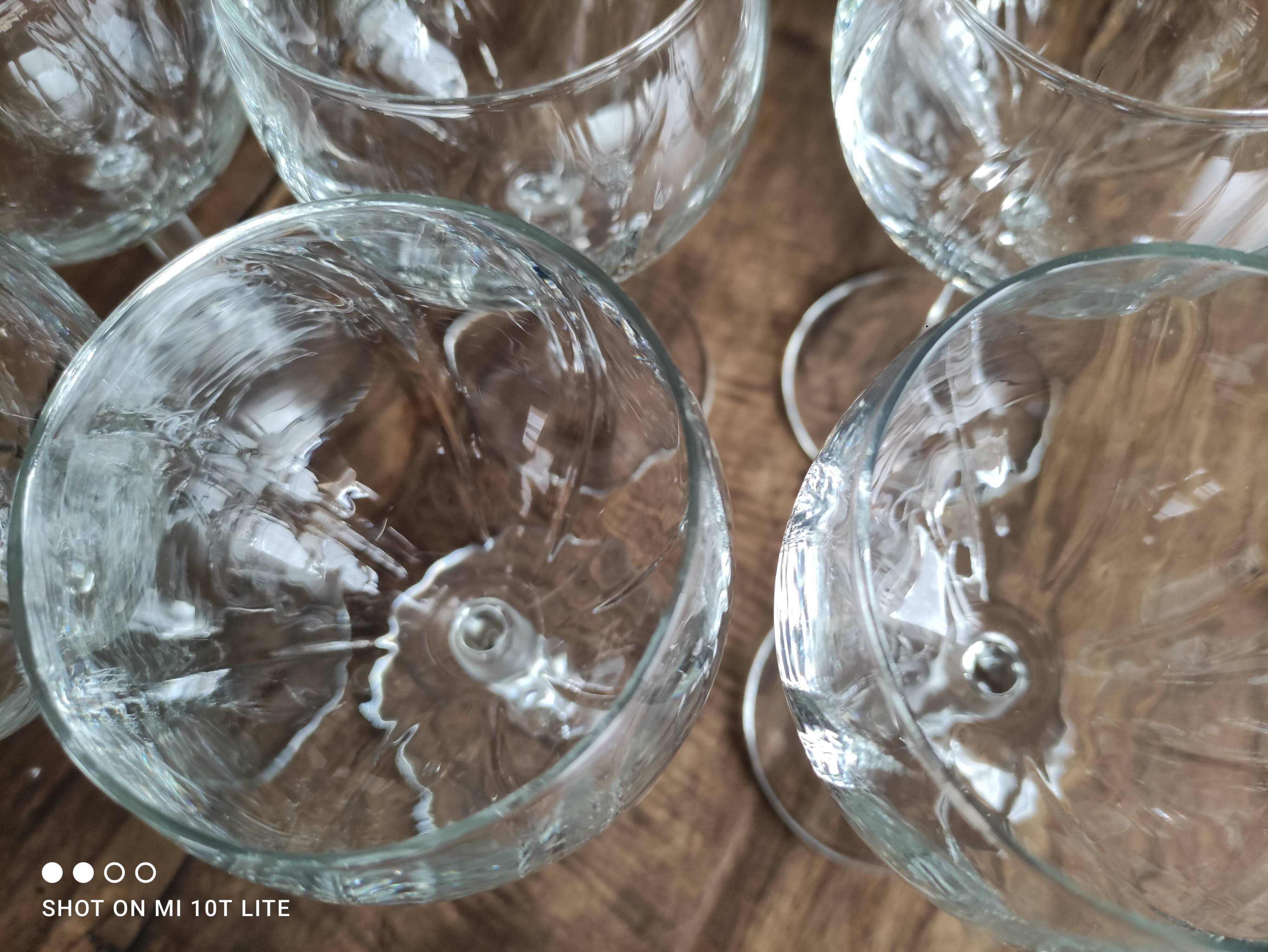 Lot de 6 verres à vin ballon vintage en verre buvant voluté