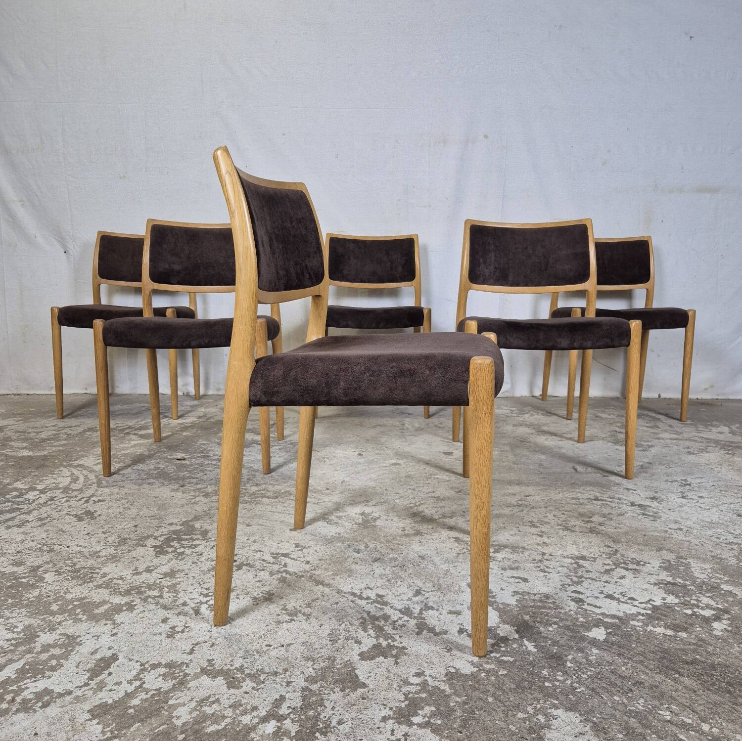 4x Niels Møller model 80 vintage oak dining chair Danish