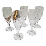 Set of 5 chiseled glass flutes