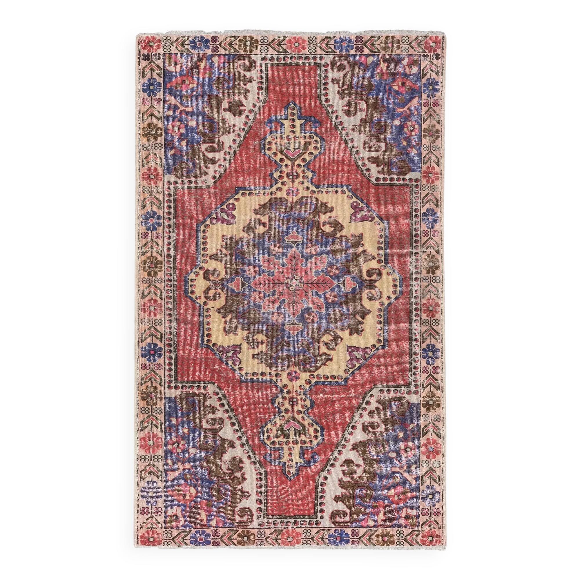 Vintage Turkish handmade rug 137x222 cm