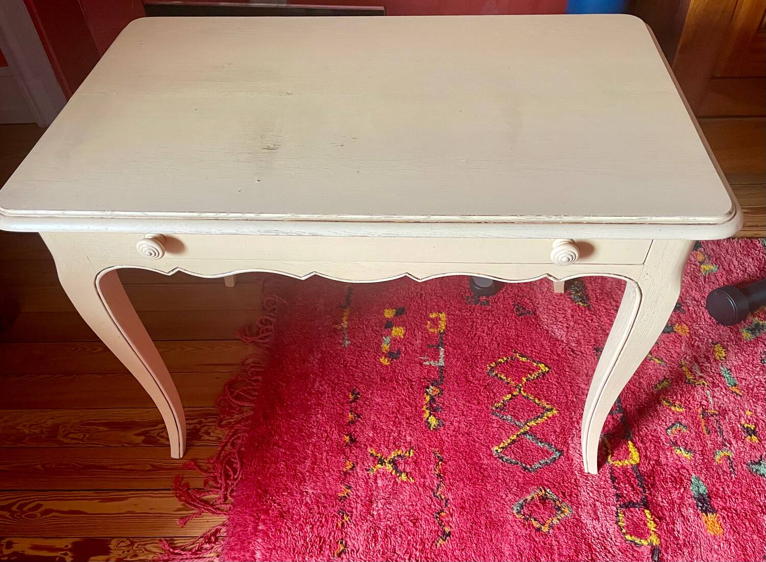 Weathered painted wood side table, TV table