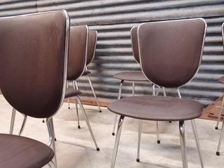 Set of 6 chairs in chrome and vinyl brand "le gal" 70