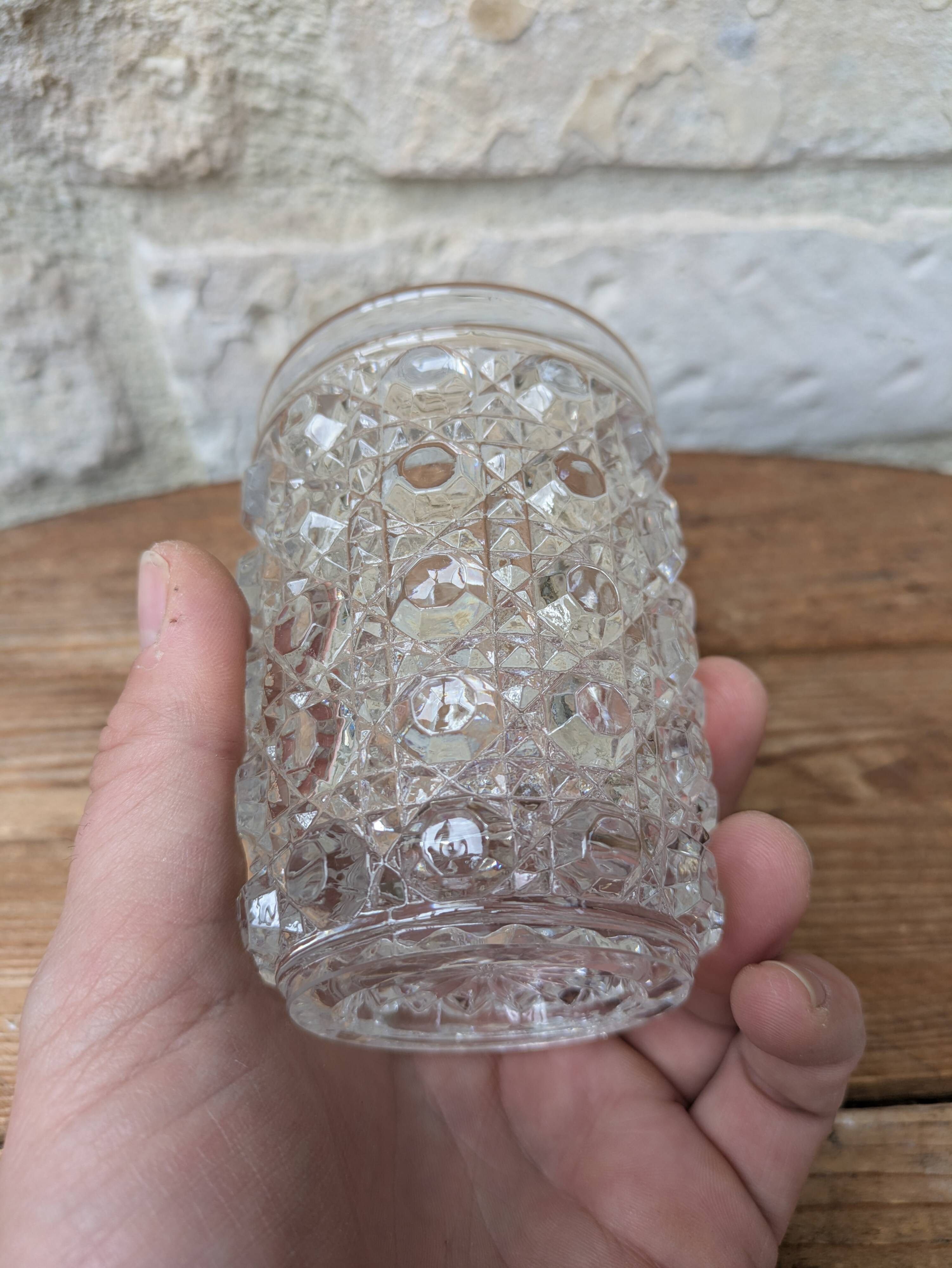 Antique crystal glass goblet signed Baccarat model Diamonds Pierreries H