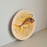 Decorative plate signed Vallauris handmade decor / fish / painting / 1950 / French riviera / Mid-Century / 20th century