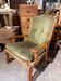 Vintage armchair in wood and olive green velvet
