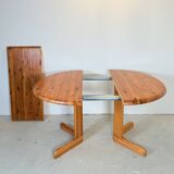 Table de salle à manger ovale extensible en pin de style danois