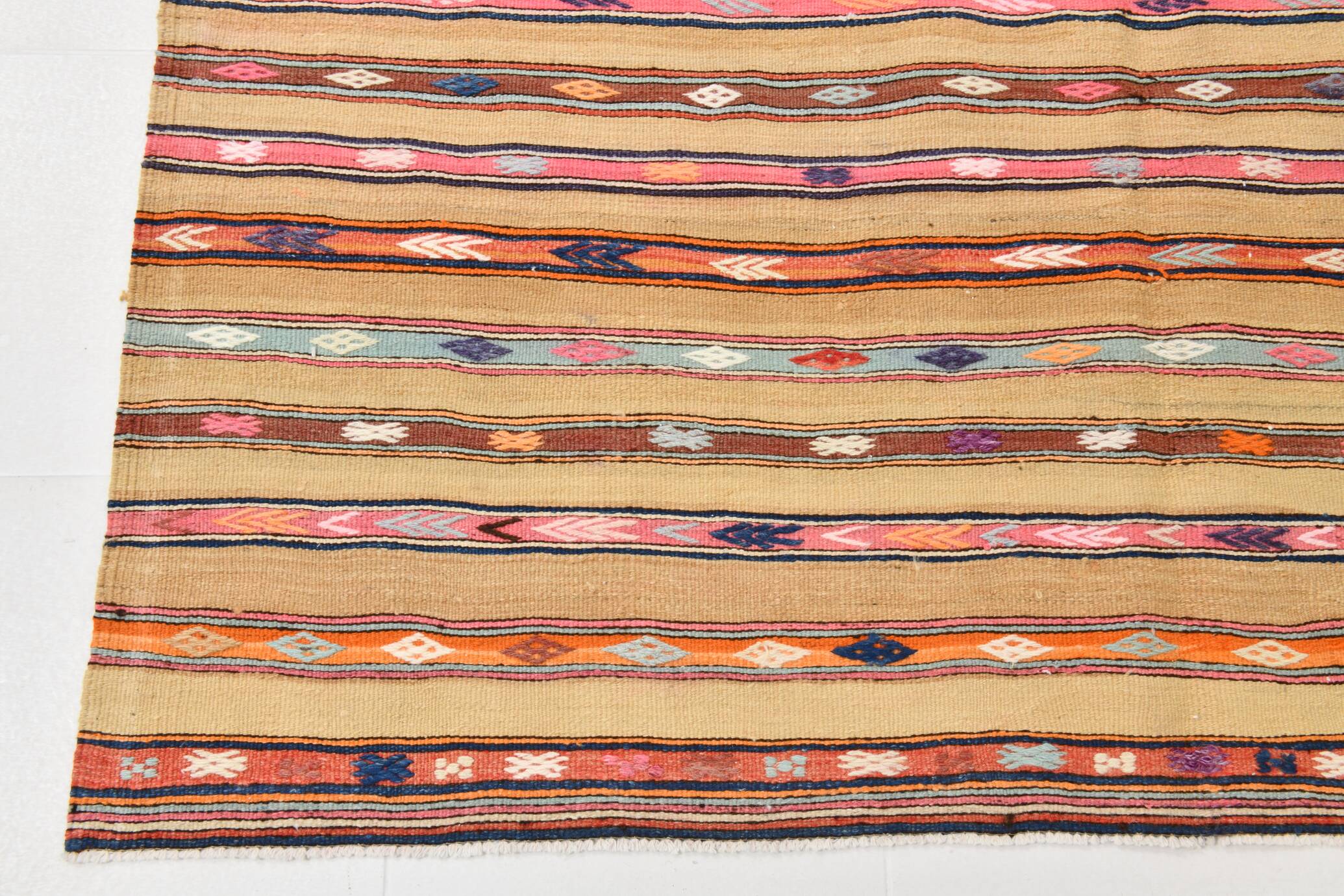 Vintage Striped Pattern Multicolor Kilim Rug, 183x239Cm