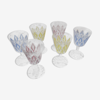 Verres liqueur cristal Arlequin vintage