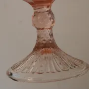 Vintage pink glass footed bowl – Star-decorated compote with draping – Ø 24 cm