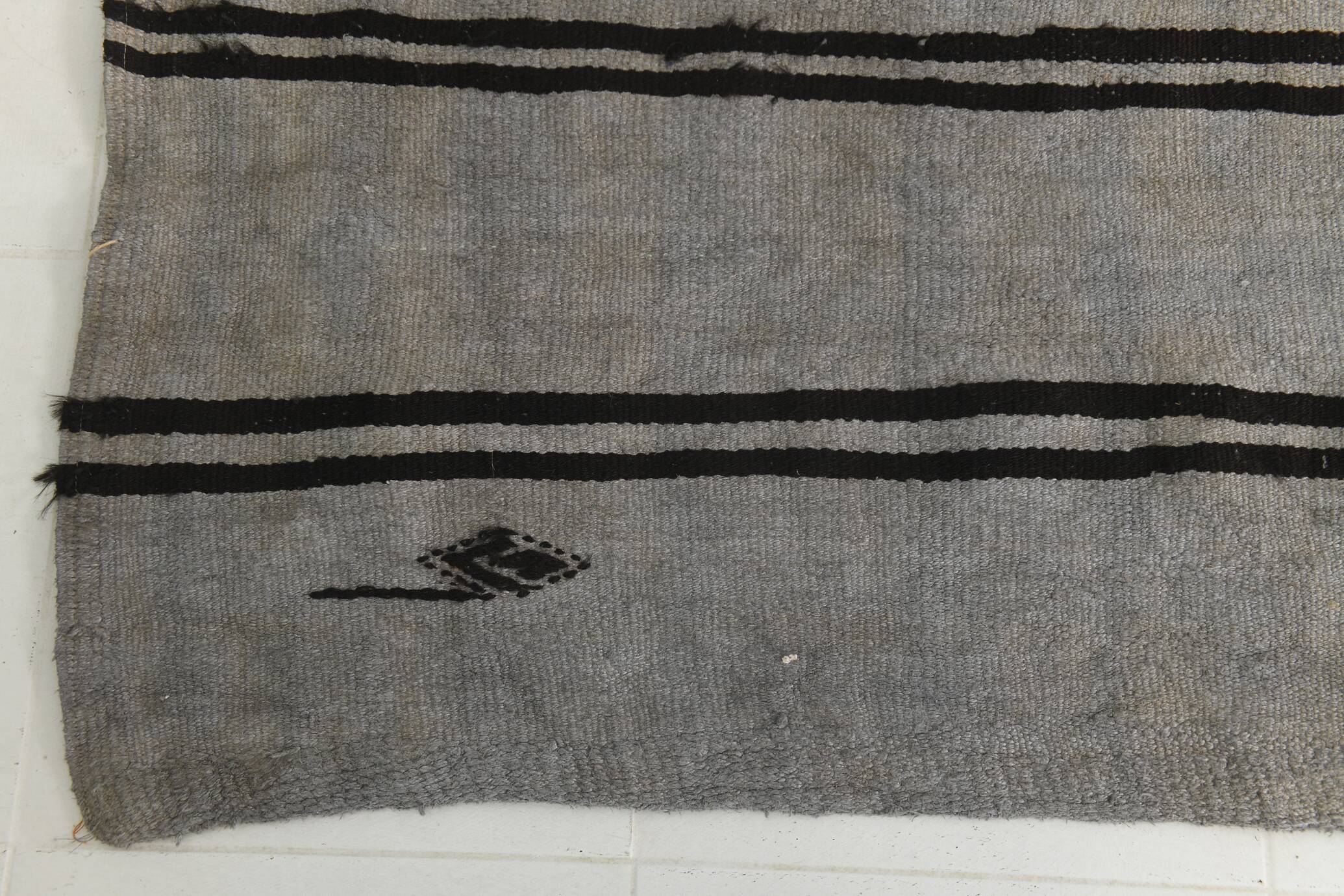 Striped Pattern Gray & Black Vintage Kilim Rug, 188x267Cm