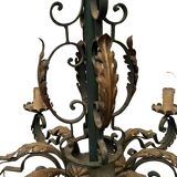 Louis XV style chandelier in wrought and hammered iron 20th century