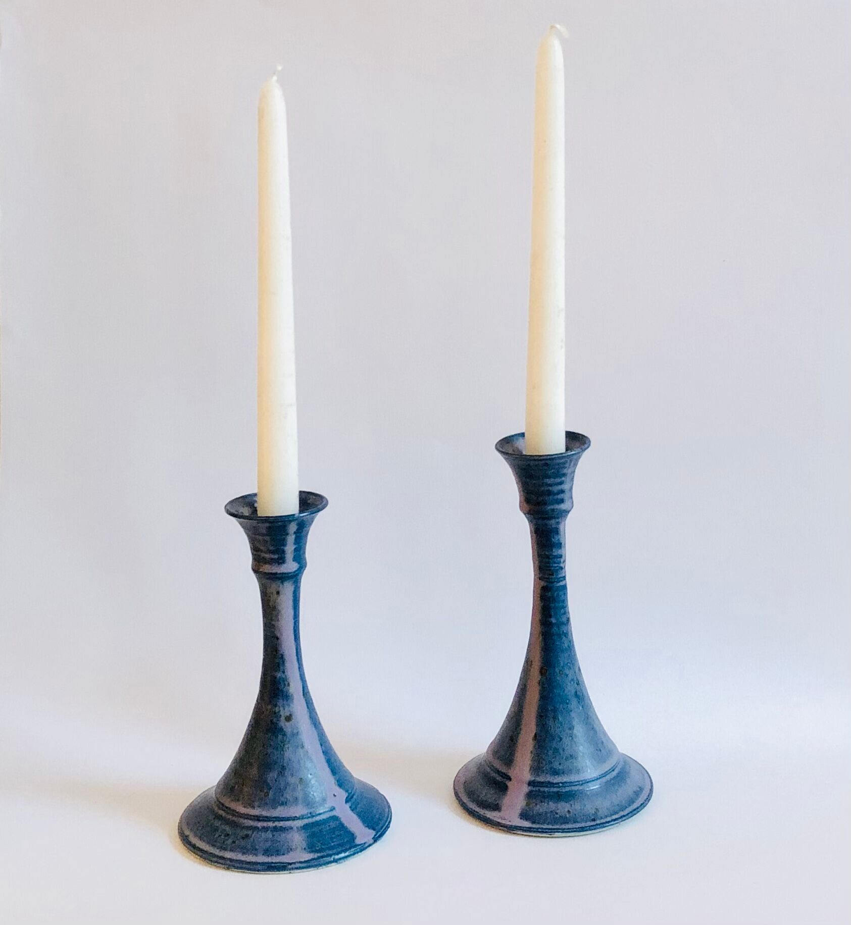 Pair of vintage ceramic candle holders