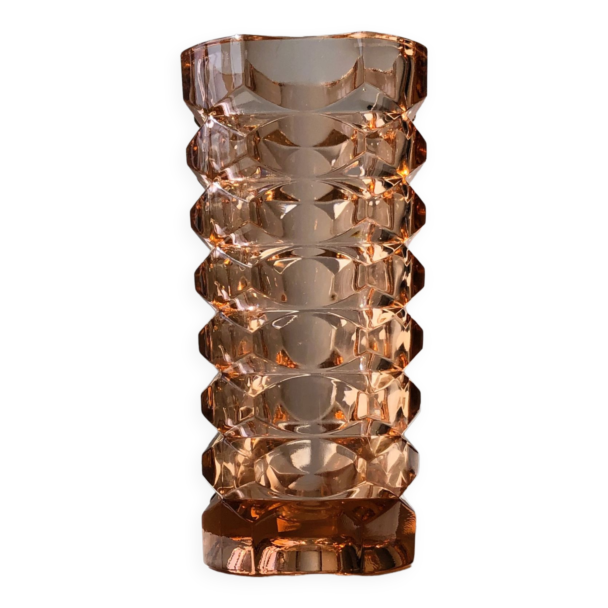 Thick glass vase pink color, Windsor Rosaline Luminarc model