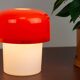 Set of 2 Space Age Orange Meblo Mushroom Table Lamps, Guzzini, 1970s