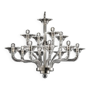 Chandelier en verre de Murano transparent de luxe – Design linéaire moderne