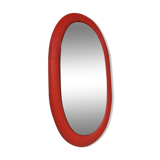 Vintage oval orange mirror seventies 46 X 80 cm