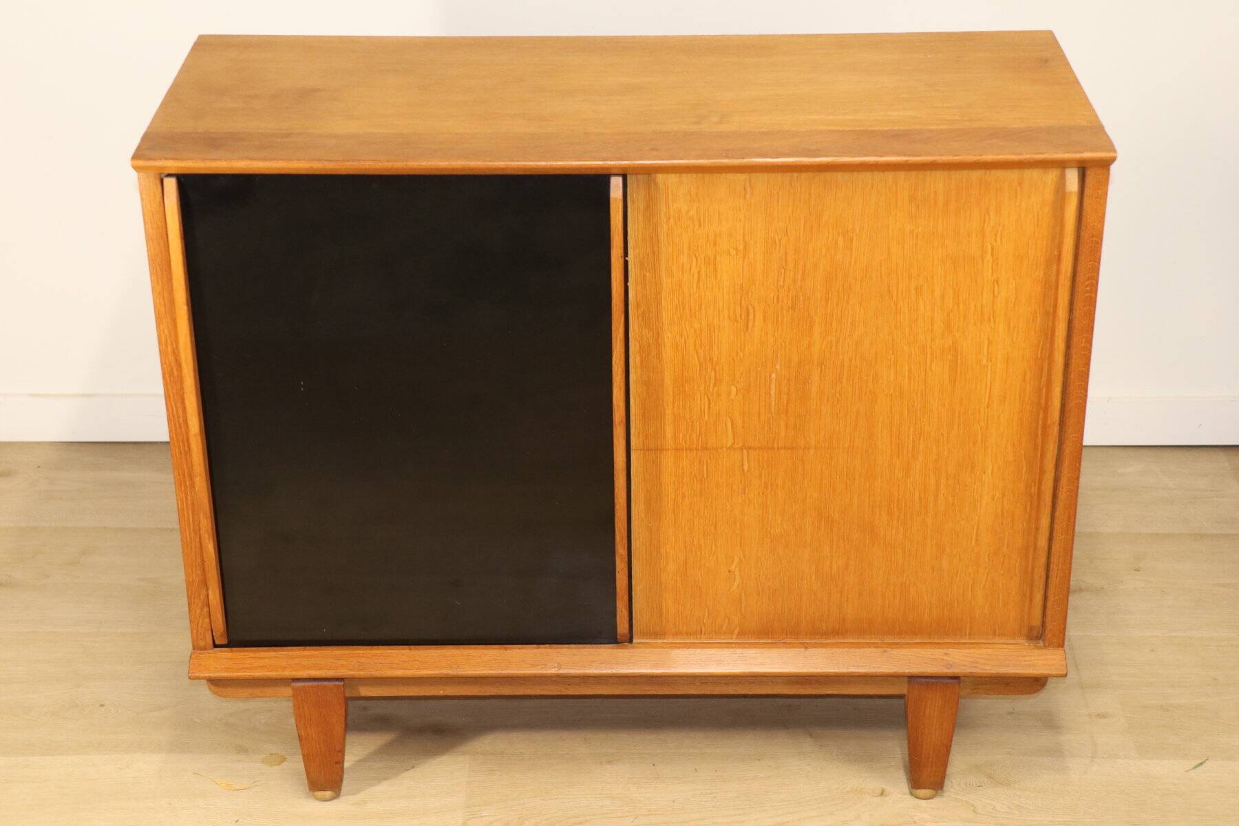 Vintage side table with sliding doors, 1960