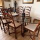 Large antique dining table in wrought iron and smoked glass,
